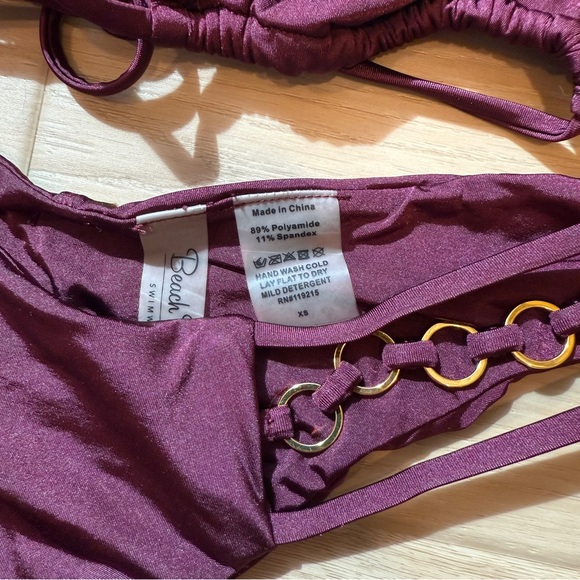 Beach Bunny Plum Triangle Bikini with Gold Chain Accents - Picture 2 of 5